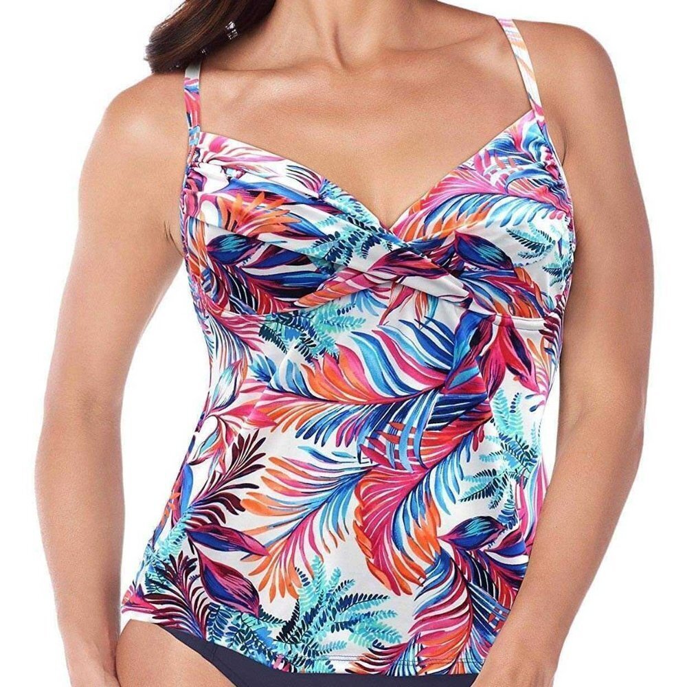 NWT D Cup Swim Solutions Tankini Size 8 or 10  Bra Cup Sienna Tropical Underwire